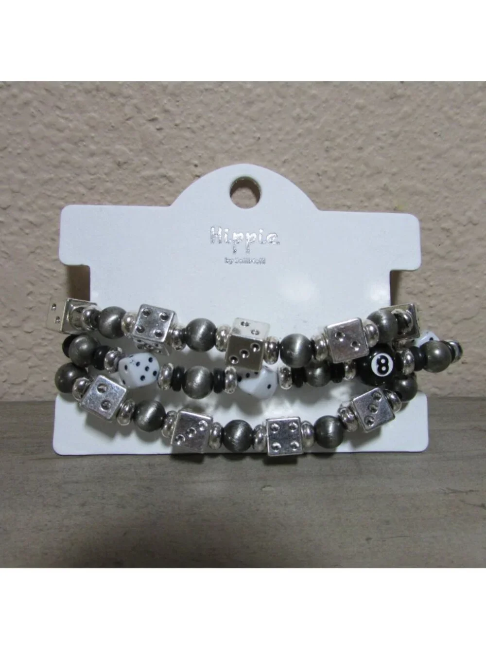 Western Dice 8 Ball Gambler Stackable Bracelet - JB1144SBBLK